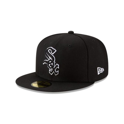 Black Chicago White Sox Hat - New Era MLB Outline 59FIFTY Fitted Caps USA4193086